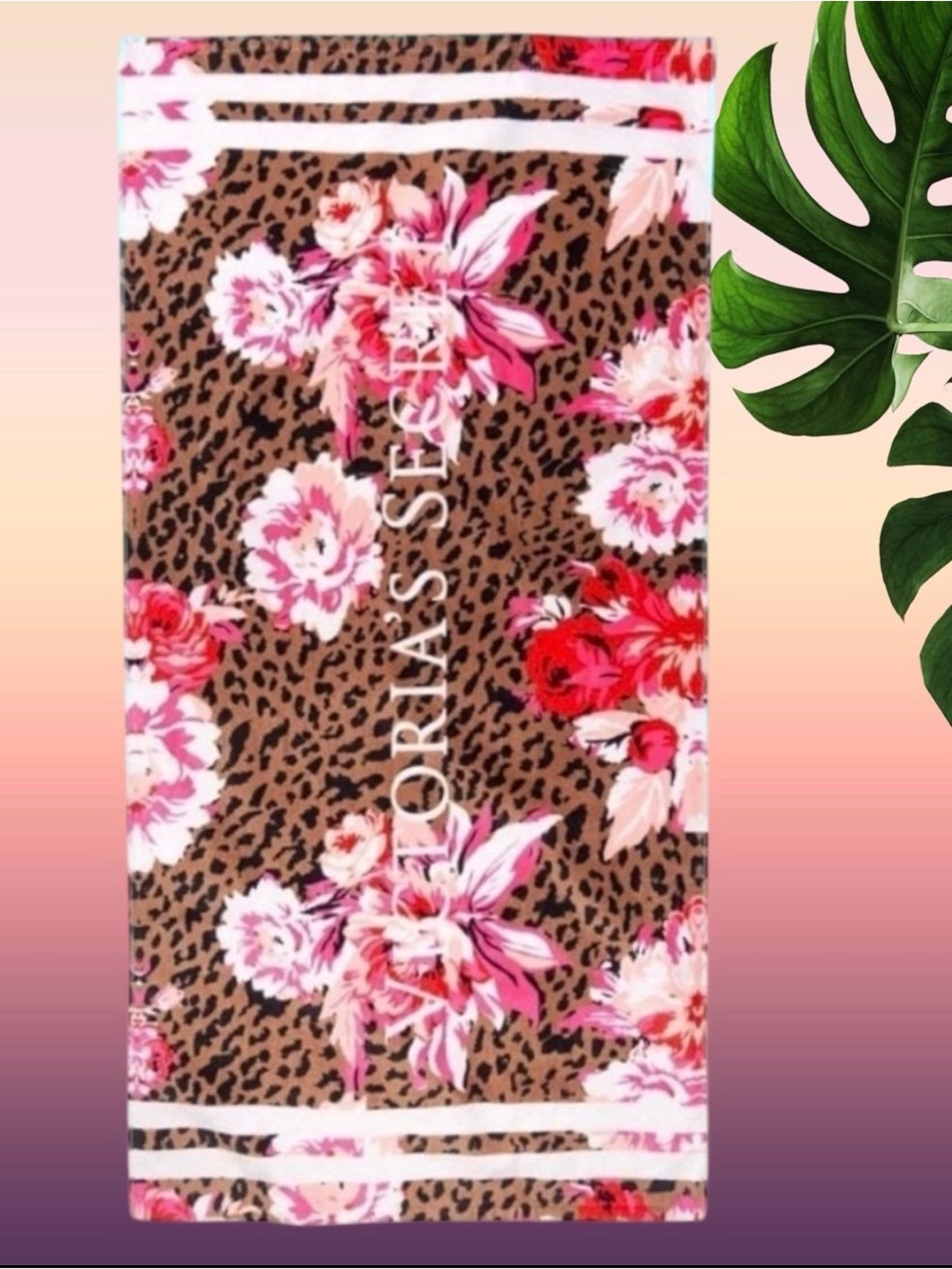 NEW Victoria’s Secret leopard Peony beach towel